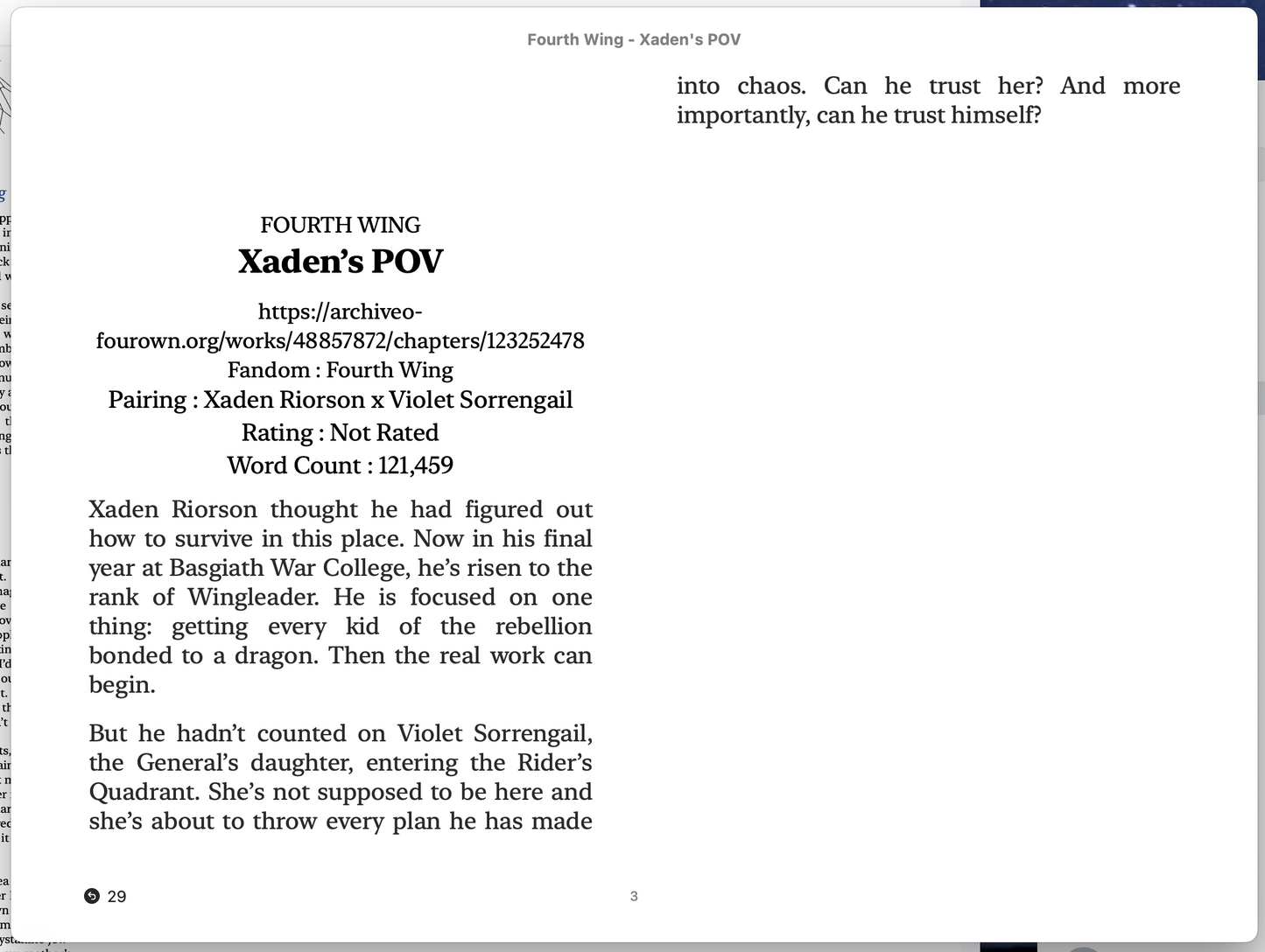 Fourth Wing - Xaden's POV (eBook download)