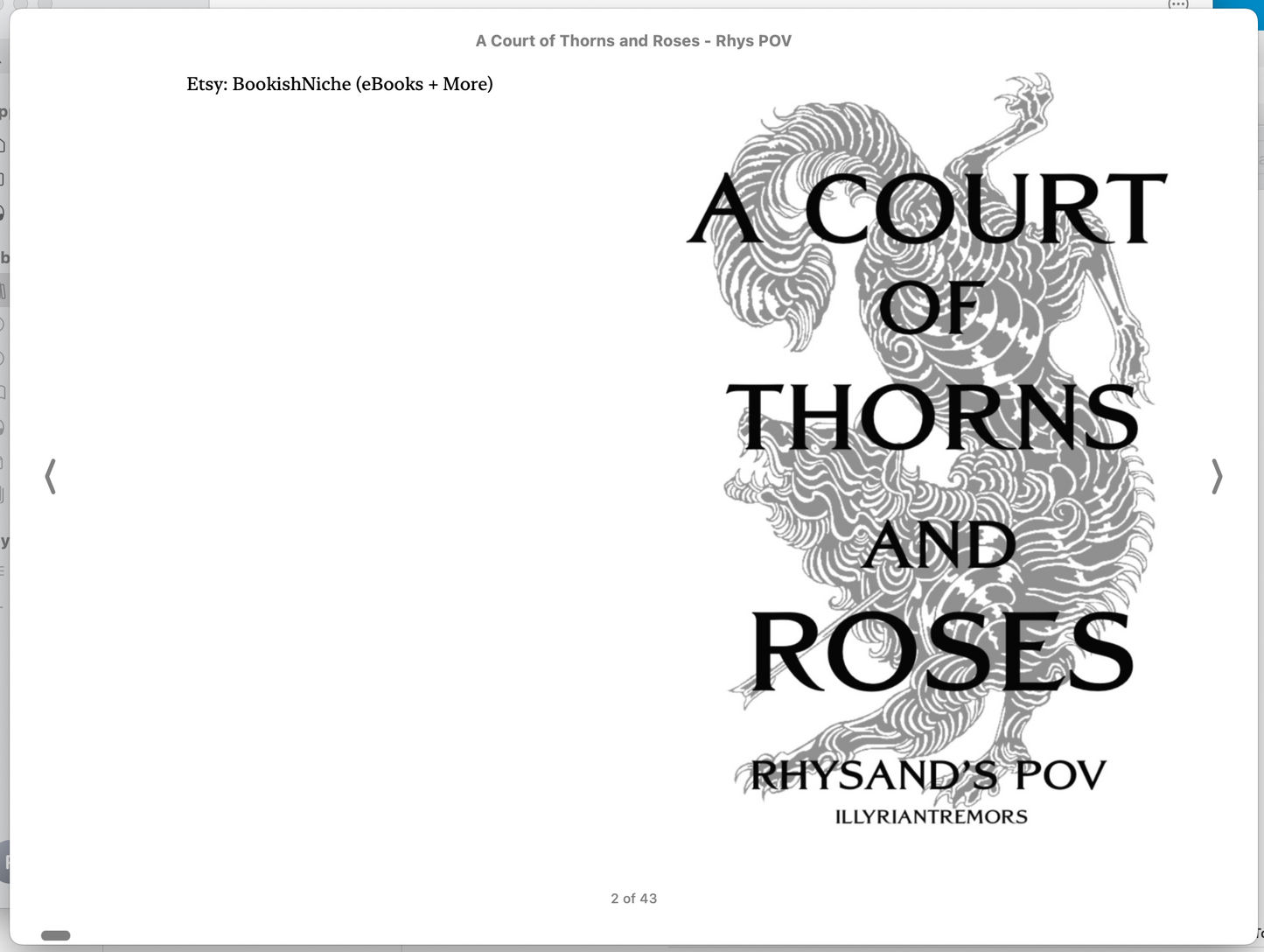 A Court of Thorns and Roses - Rhysand POV (eBook Downloadable)